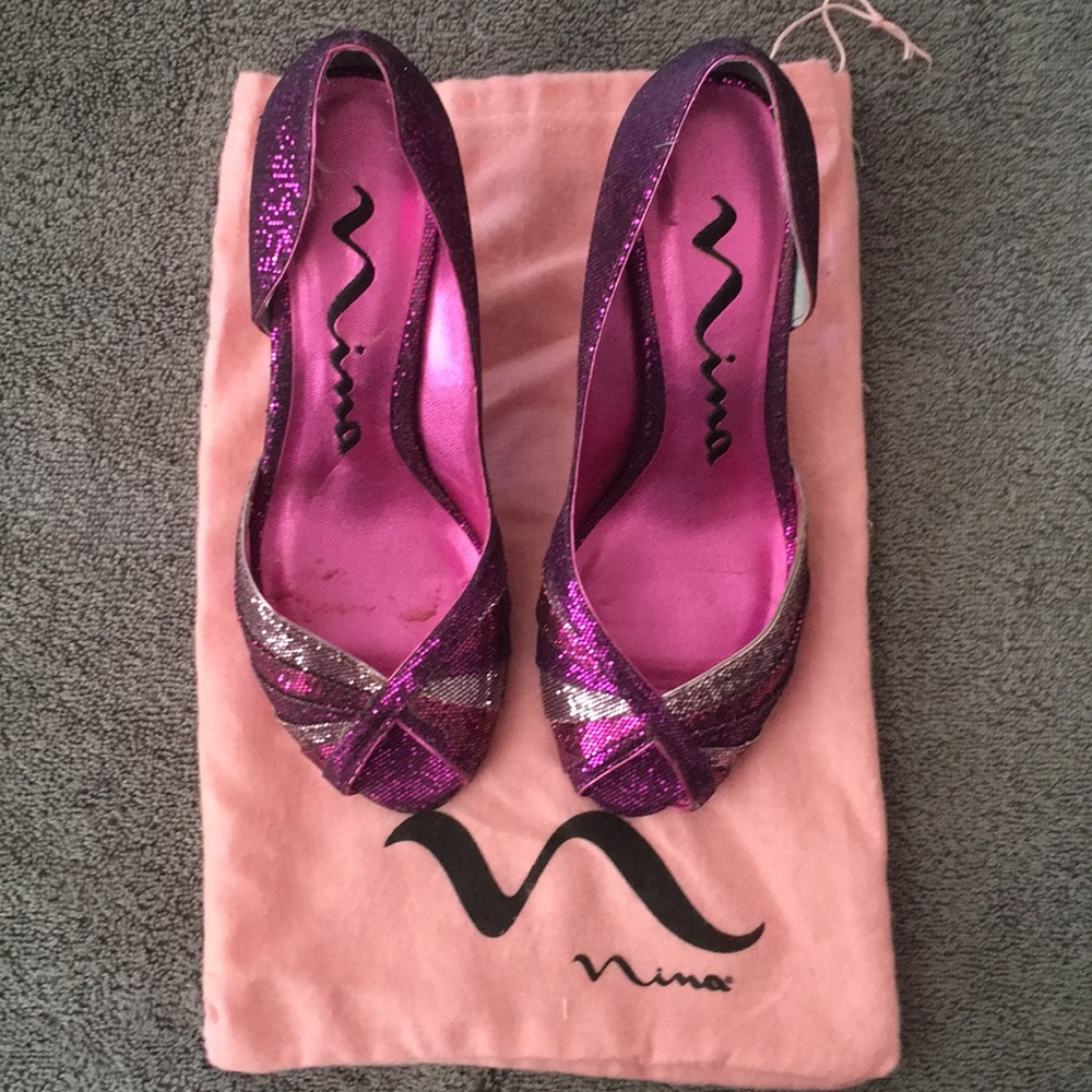 Nina sparkly pink glitter heels